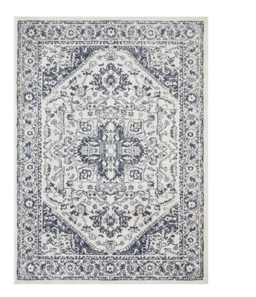 Loomaknoti Carleigh Armili Blue/Cream Rug ECW002 6 ft. 7 in. X 9 ft. 2 in. Rectangle - Rugs Town Loomaknoti Carleigh Armili Blue/Cream ECW002 6 ft. 7 in. X 9 ft. 2 in. Rectangle Rug