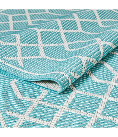 Loomaknoti Breyleigh Chendler Teal/Cream EB001 5 ft. 3 in. X 7 ft. 3 in. Rectangle Rug