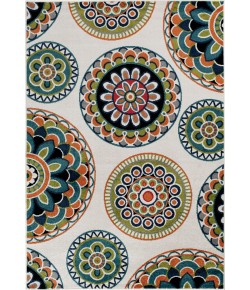 Central Oriental Tropic Burnette Snow/Mi Area Rug 5 ft. X 7 ft. 3 Rectangle