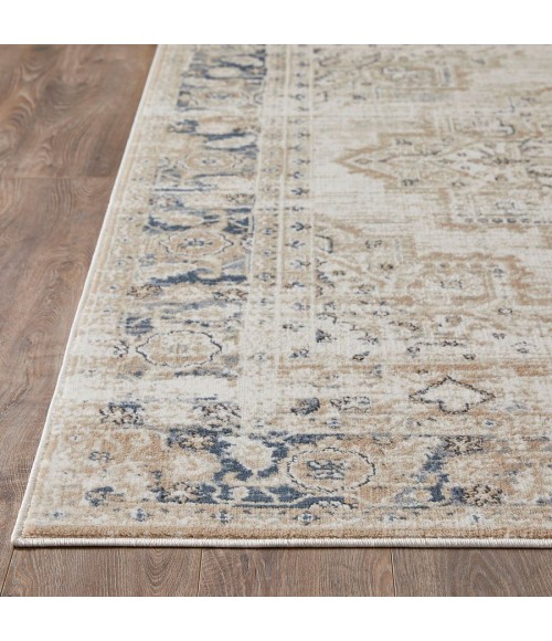 Loomaknoti Kehleigh Zayari Cream/Blue EK006 3 ft. 3 in. X 5 ft. 3 in. Rectangle Rug