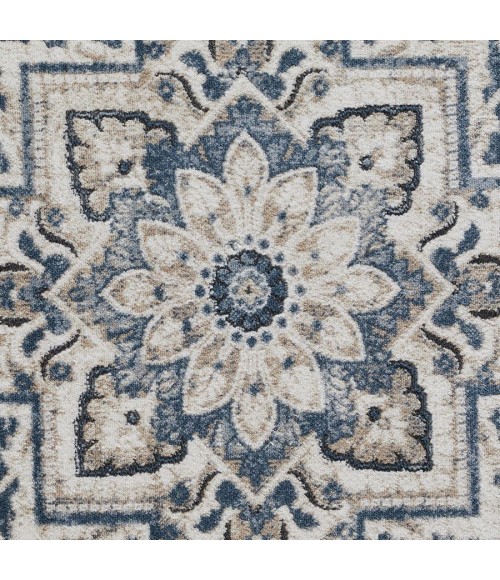 Loomaknoti Kehleigh Osdorn Blue/Cream Rug EK009 2 ft. X 6 ft. 7 in. Rectangle - Rugs Town Loomaknoti Kehleigh Osdorn Blue/Cream EK009 2 ft. X 6 ft. 7 in. Rectangle Rug
