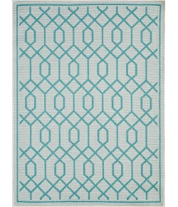 Loomaknoti Breyleigh Chendler Cream/Blue EB001 5 ft. 3 in. X 7 ft. 3 in. Rectangle Rug
