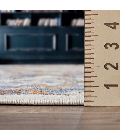 Loomaknoti Alsbrooke Amibell Blue/Cream EA002 7 ft. 10 in. X 9 ft. 10 in. Rectangle Rug