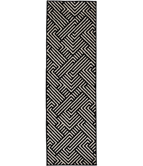 Loomaknoti Tecopa Trenten Black/White Rug ETR12BLW12 2 ft. X 6 ft. 7” Rectangle - Rugs Town Loomaknoti Tecopa Trenten Black/White ETR12BLW12 2 ft. X 6 ft. 7” Rectangle Rug