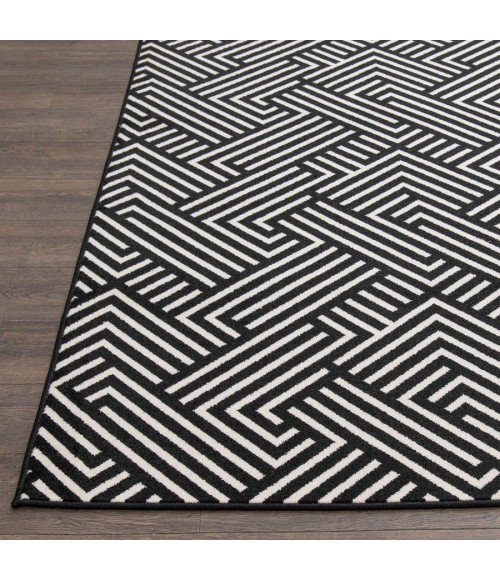 Loomaknoti Tecopa Trenten Black/White Rug ETR12BLW12 2 ft. X 6 ft. 7” Rectangle - Rugs Town Loomaknoti Tecopa Trenten Black/White ETR12BLW12 2 ft. X 6 ft. 7” Rectangle Rug
