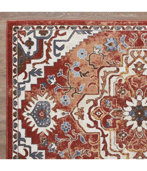 Loomaknoti Alsbrooke Zailorn Orange/Red EA006 6 ft. 7 in. X 9 ft. 2 in. Rectangle Rug
