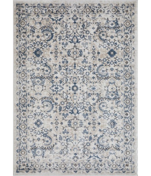 Loomaknoti Kehleigh Otindas Cream/Blue EK010 5 ft. 3 in. X 7 ft. 3 in. Rectangle Rug