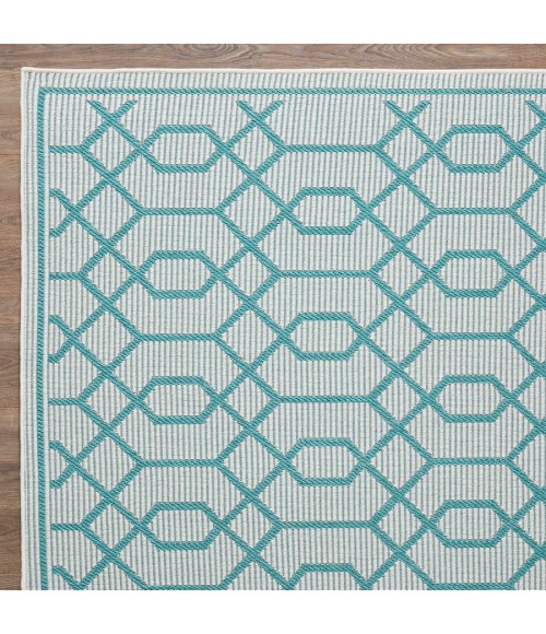 Loomaknoti Breyleigh Chendler Cream/Blue EB001 5 ft. 3 in. X 7 ft. 3 in. Rectangle Rug