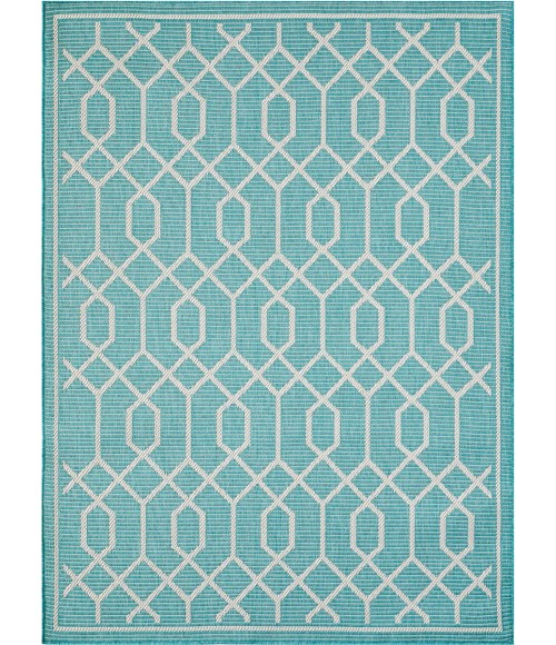Loomaknoti Breyleigh Chendler Teal/Cream EB001 5 ft. 3 in. X 7 ft. 3 in. Rectangle Rug