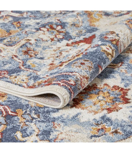 Loomaknoti Alsbrooke Amibell Blue/Cream EA002 7 ft. 10 in. X 9 ft. 10 in. Rectangle Rug