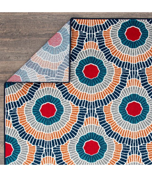 Loomaknoti Tecopa Ferley Blue/Red Rug ETR04BRE50 4 ft. X 6 ft. Rectangle - Rugs Town Loomaknoti Tecopa Ferley Blue/Red ETR04BRE50 4 ft. X 6 ft. Rectangle Rug