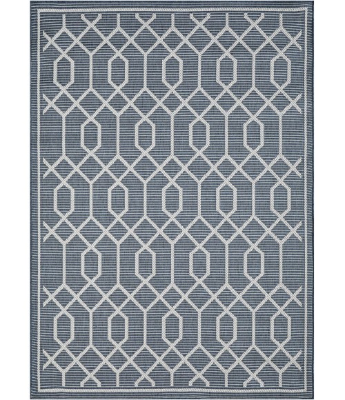Loomaknoti Breyleigh Chendler Blue/Cream EB001 5 ft. 3 in. X 7 ft. 3 in. Rectangle Rug