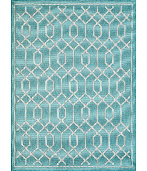 Loomaknoti Breyleigh Chendler Teal/Cream EB001 5 ft. 3 in. X 7 ft. 3 in. Rectangle Rug