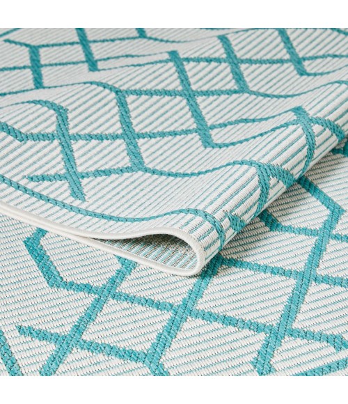 Loomaknoti Breyleigh Chendler Cream/Blue EB001 5 ft. 3 in. X 7 ft. 3 in. Rectangle Rug