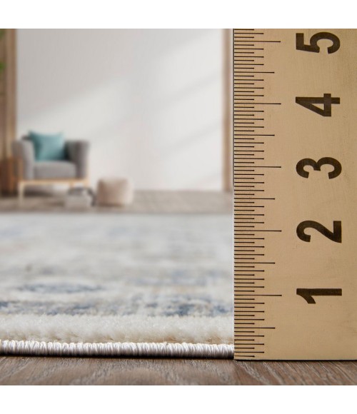 Loomaknoti Kehleigh Awester Cream/Blue EK018 2 ft. X 3 ft. Rectangle Rug