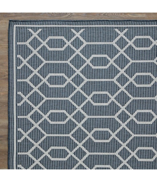 Loomaknoti Breyleigh Chendler Blue/Cream EB001 5 ft. 3 in. X 7 ft. 3 in. Rectangle Rug