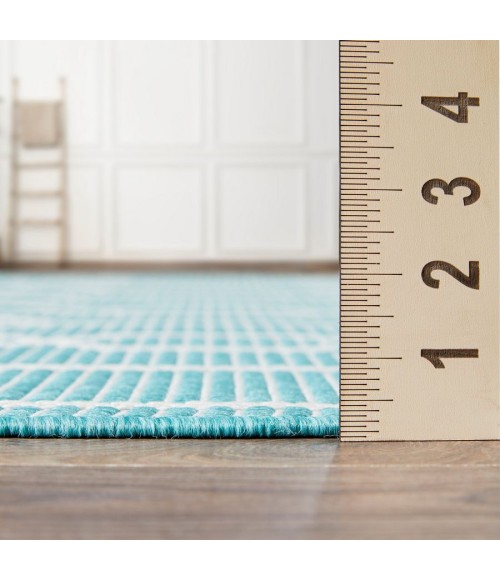 Loomaknoti Breyleigh Chendler Teal/Cream EB001 5 ft. 3 in. X 7 ft. 3 in. Rectangle Rug