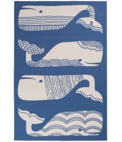 Central Oriental Trib Patternwhales Bl Area Rug 6 ft. 7 in. X 9 ft. 6 in. Rectangle