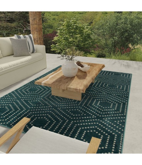 Loomaknoti Tecopa Kaharie Teal/White ETR21TEW08 2 ft. 3 in. X 3 ft. Rectangle Rug