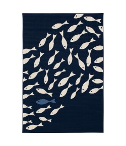 Central Oriental Tribu Swimmin Fish Area Rug 6 ft. 7 in. X 9 ft. 6 in. Rectangle