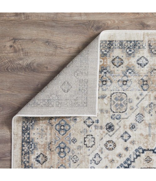 Loomaknoti Kehleigh Awester Cream/Blue EK018 2 ft. X 3 ft. Rectangle Rug