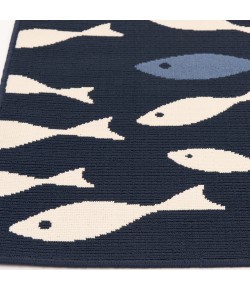 Central Oriental Tribu Swimmin Fish Area Rug 6 ft. 7 in. X 9 ft. 6 in. Rectangle