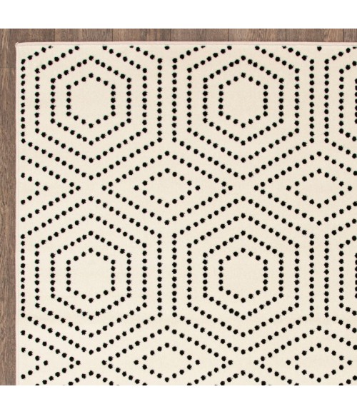 Loomaknoti Tecopa Kaharie White/Black Rug ETR21WBK08 2 ft. 3 in. X 3 ft. Rectangle - Rugs Town Loomaknoti Tecopa Kaharie White/Black ETR21WBK08 2 ft. 3 in. X 3 ft. Rectangle Rug