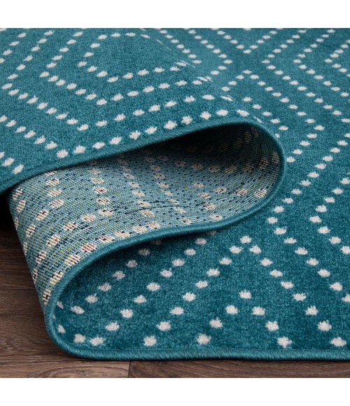 Loomaknoti Tecopa Kaharie Teal/White ETR21TEW08 2 ft. 3 in. X 3 ft. Rectangle Rug