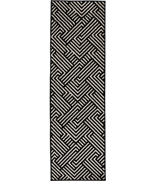Loomaknoti Tecopa Trenten Black/White Rug ETR12BLW12 2 ft. X 6 ft. 7” Rectangle - Rugs Town Loomaknoti Tecopa Trenten Black/White ETR12BLW12 2 ft. X 6 ft. 7” Rectangle Rug