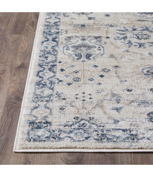 Loomaknoti Kehleigh Aylesh Cream/Blue EK016 9 ft. 10 in. X 12 ft. 10 in. Rectangle Rug