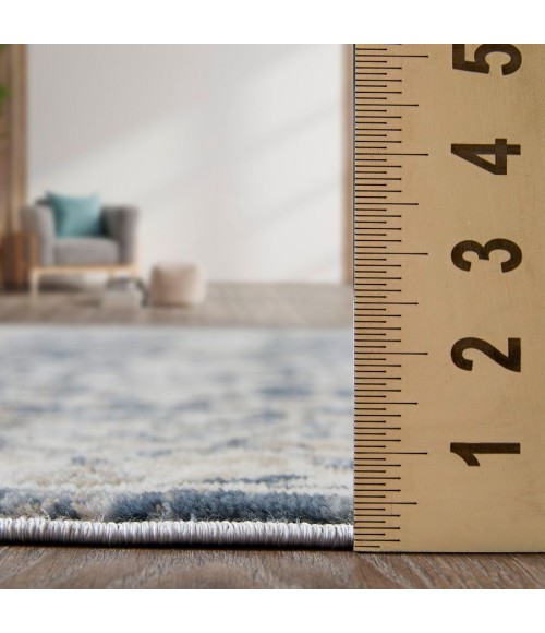 Loomaknoti Kehleigh Oviel Blue/Cream EK013 2 ft. X 6 ft. 7 in. Rectangle Rug