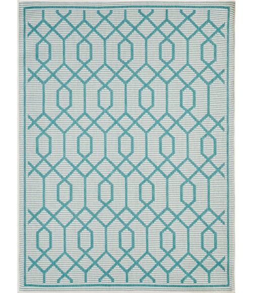 Loomaknoti Breyleigh Chendler Cream/Blue EB001 5 ft. 3 in. X 7 ft. 3 in. Rectangle Rug