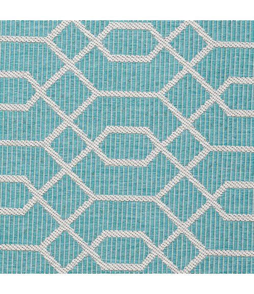Loomaknoti Breyleigh Chendler Teal/Cream EB001 5 ft. 3 in. X 7 ft. 3 in. Rectangle Rug