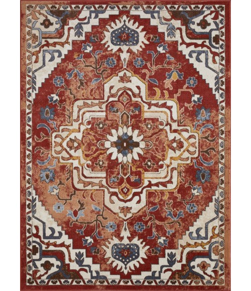 Loomaknoti Alsbrooke Zailorn Orange/Red EA006 6 ft. 7 in. X 9 ft. 2 in. Rectangle Rug
