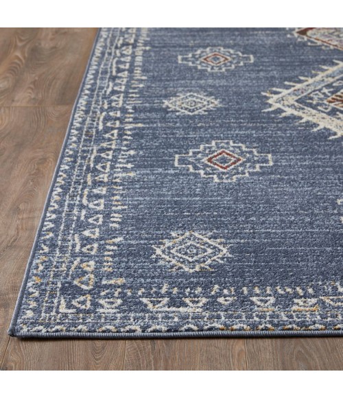 Loomaknoti Alsbrooke Temarnie Blue/Cream EA007 6 ft. 7 in. X 9 ft. 2 in. Rectangle Rug