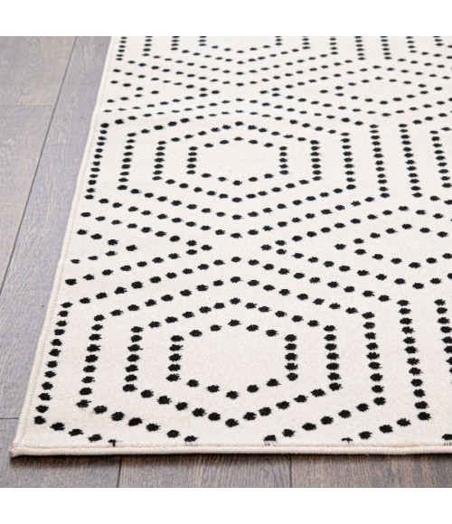 Loomaknoti Tecopa Kaharie White/Black Rug ETR21WBK08 2 ft. 3 in. X 3 ft. Rectangle - Rugs Town Loomaknoti Tecopa Kaharie White/Black ETR21WBK08 2 ft. 3 in. X 3 ft. Rectangle Rug