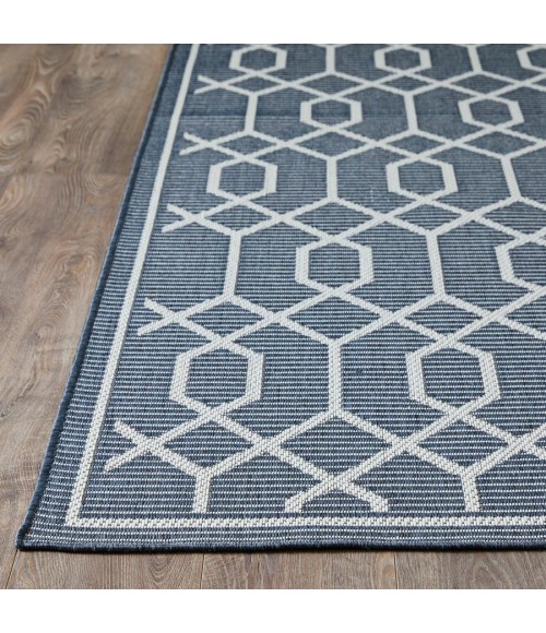 Loomaknoti Breyleigh Chendler Blue/Cream EB001 5 ft. 3 in. X 7 ft. 3 in. Rectangle Rug
