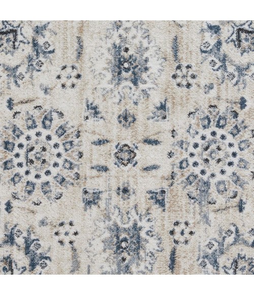 Loomaknoti Kehleigh Aylesh Cream/Blue EK016 9 ft. 10 in. X 12 ft. 10 in. Rectangle Rug