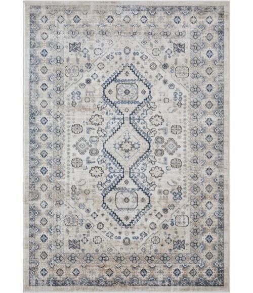 Loomaknoti Kehleigh Awester Cream/Blue EK018 2 ft. X 3 ft. Rectangle Rug