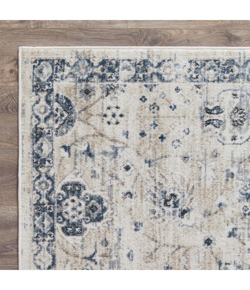 Loomaknoti Kehleigh Aylesh Cream/Blue EK016 9 ft. 10 in. X 12 ft. 10 in. Rectangle Rug