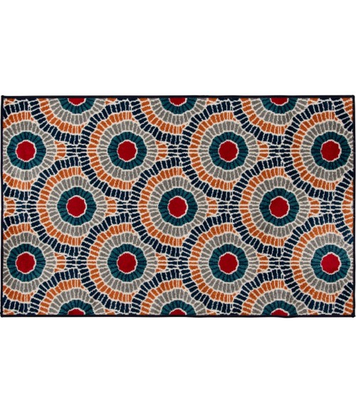 Loomaknoti Tecopa Ferley Blue/Red Rug ETR04BRE50 4 ft. X 6 ft. Rectangle - Rugs Town Loomaknoti Tecopa Ferley Blue/Red ETR04BRE50 4 ft. X 6 ft. Rectangle Rug