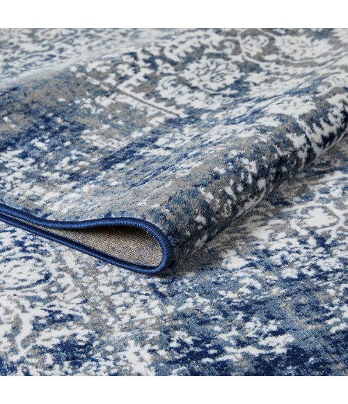 Loomaknoti Aysal Athna Cream/Blue EAY003 4 ft. X 6 ft. Rectangle Rug