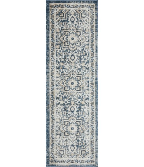 Loomaknoti Kehleigh Osdorn Blue/Cream Rug EK009 2 ft. X 6 ft. 7 in. Rectangle - Rugs Town Loomaknoti Kehleigh Osdorn Blue/Cream EK009 2 ft. X 6 ft. 7 in. Rectangle Rug