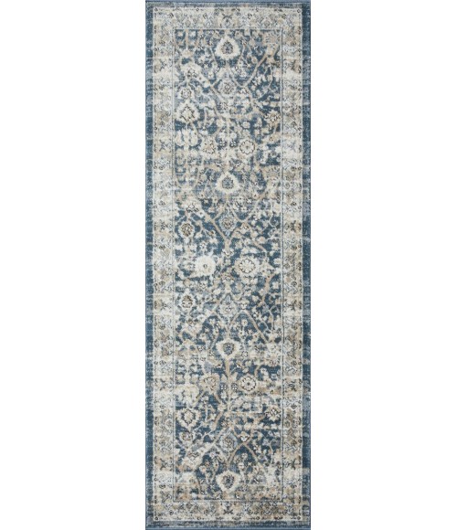 Loomaknoti Kehleigh Oviel Blue/Cream EK013 2 ft. X 6 ft. 7 in. Rectangle Rug