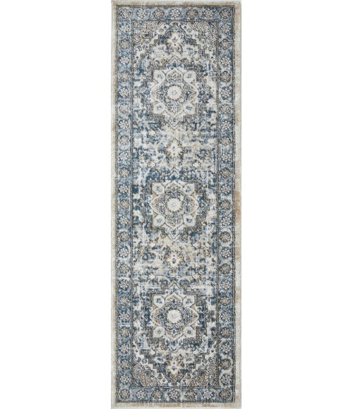 Loomaknoti Kehleigh Avalie Blue/Cream EK017 2 ft. X 6 ft. 7 in. Rectangle Rug