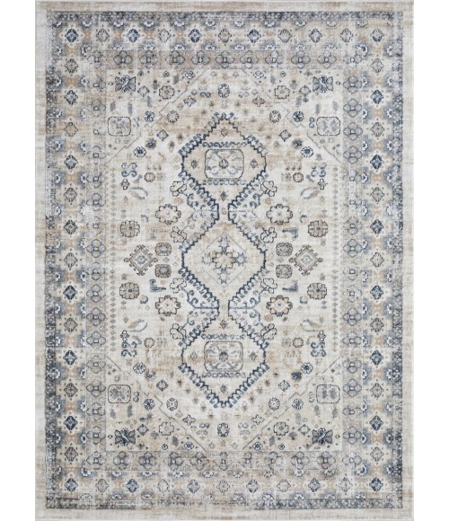 Loomaknoti Kehleigh Awester Cream/Blue EK018 7 ft. 10 in. X 9 ft. 10 in. Rectangle Rug