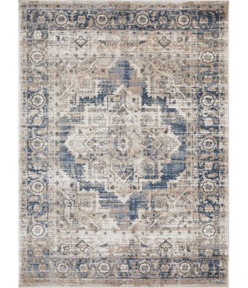 Loomaknoti Kehleigh Alarik Blue/Cream EK005 7 ft. 10 in. X 9 ft. 10 in. Rectangle Rug