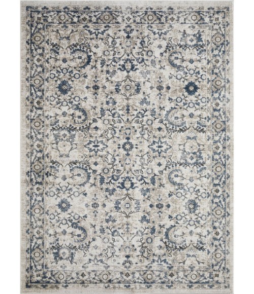 Loomaknoti Kehleigh Otindas Cream/Blue EK010 6 ft. 7 in. X 9 ft. 2 in. Rectangle Rug