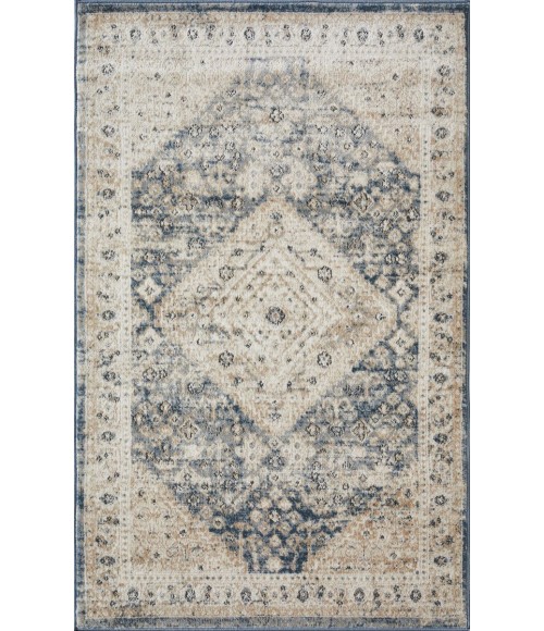 Loomaknoti Kehleigh Abagail Blue/Cream EK002 3 ft. 3 in. X 5 ft. 3 in. Rectangle Rug
