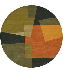 Chandra BENSE GARZA BEN-3014 7 ft. 9 in. Round Rug - Green, Orange